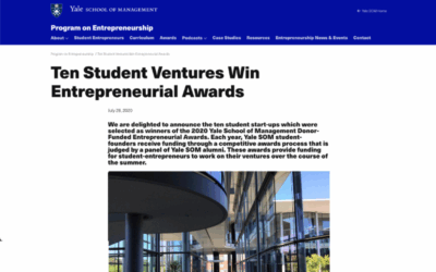 Brio Wins 2020 Yale School of Management Donor-Funded Entrepreneurial Award